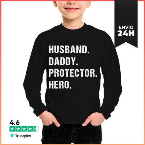 Camiseta Manga Larga Para Niños Esposo Papá Protector Héroe - latostadora.com - Modalova