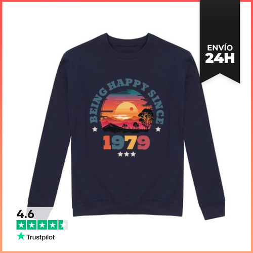 Sudadera Unisex Being Happy Since 1979 Vintage Sunset Birthday - latostadora.com - Modalova