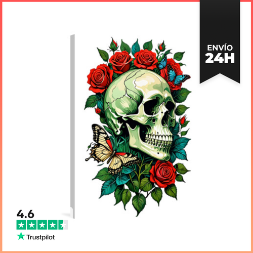 Lienzo Vertical Calavera Y Rosa LaTostadora - latostadora.com - Modalova