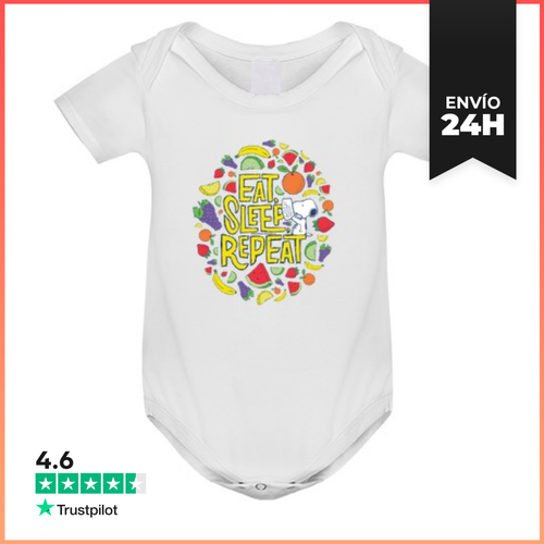 Body Bebé Snoopy Eat Sleep Repeat LaTostadora - latostadora.com - Modalova