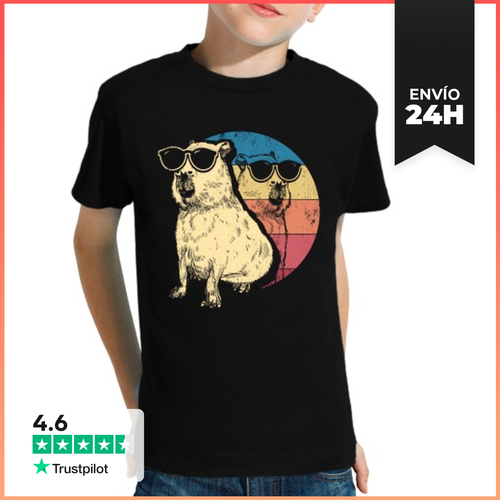 Camiseta Clásica Para Niños Carpincho Retro Con Gafas De Sol - latostadora.com - Modalova