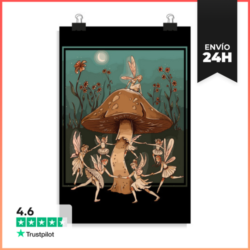 Póster Vertical Hadas Vintage Hongo LaTostadora - latostadora.com - Modalova