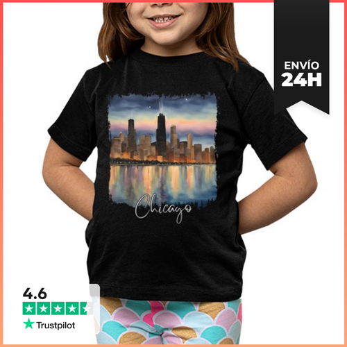 Camiseta Clásica Para Niños Acuarela De Chicago, Chicago EEUU - latostadora.com - Modalova