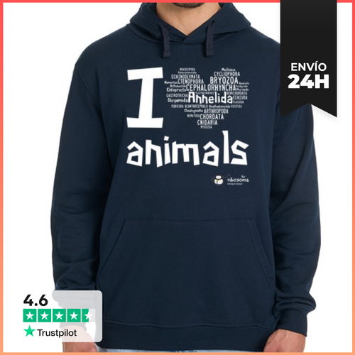 Sudadera Unisex Con Capucha I ❤ Animals (fondos Oscuros) - latostadora.com - Modalova