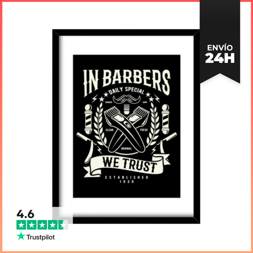 Cuadro Con Marco Vertical In Barbers We Trust LaTostadora - latostadora.com - Modalova