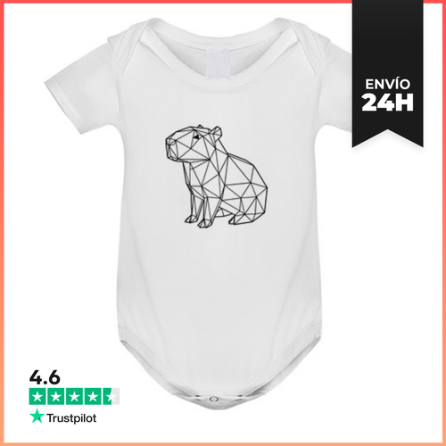 Body Bebé Capibara Sentada Líneas Negras Estilo Geométrico - latostadora.com - Modalova
