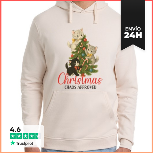 Sudadera Unisex Con Capucha CHRISTMAS CHAOS APPROVED XMAS CATS - latostadora.com - Modalova