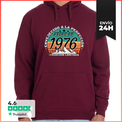 Sudadera Unisex Con Capucha Hecho En 1976 Envejecido A La - latostadora.com - Modalova