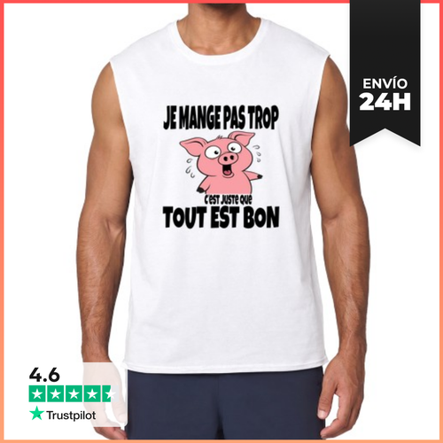 Camiseta Sin Mangas No Como Mucho - Cerdo Humor Comida - latostadora.com - Modalova