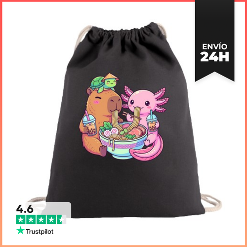 Mochila Saco Con Cuerdas Lindo Axolote Capibara Tortuga Ramen - latostadora.com - Modalova