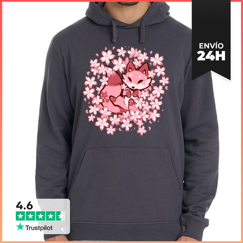 Sudadera Unisex Con Capucha Zorro De Flor De Cerezo - Sudadera - latostadora.com - Modalova
