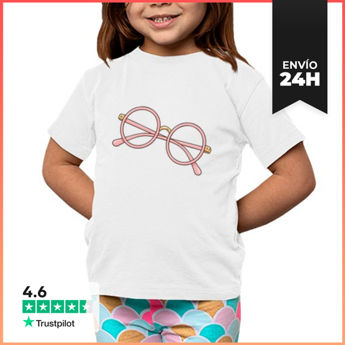 Camiseta Clásica Para Niños Gafas Redondas Rosas Estilo Lectora - latostadora.com - Modalova