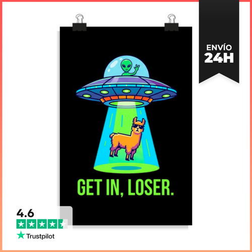 Póster Vertical Abducción Alienígena Llama Sube Perdedor Ovni - latostadora.com - Modalova