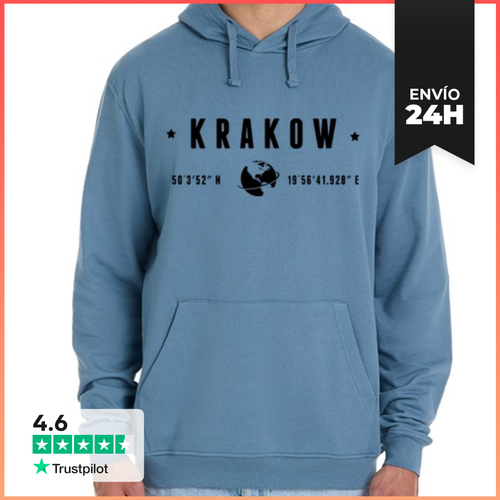 Sudadera Unisex Con Capucha Cracovia Texto Negro Coordenadas - latostadora.com - Modalova