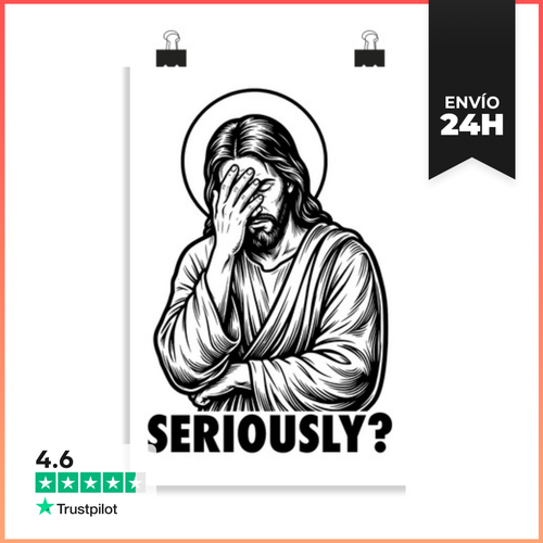 Póster Vertical Cara De Jesús Facepalm Sátira - Meme De Reacción - latostadora.com - Modalova