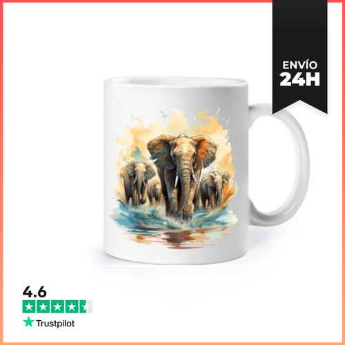 Taza Manada De Elefantes Camina Agua Taza Personalizable - latostadora.com - Modalova
