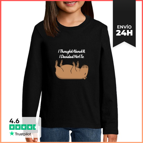 Camiseta Manga Larga Para Niños Capibara Decidí No Blanco - latostadora.com - Modalova