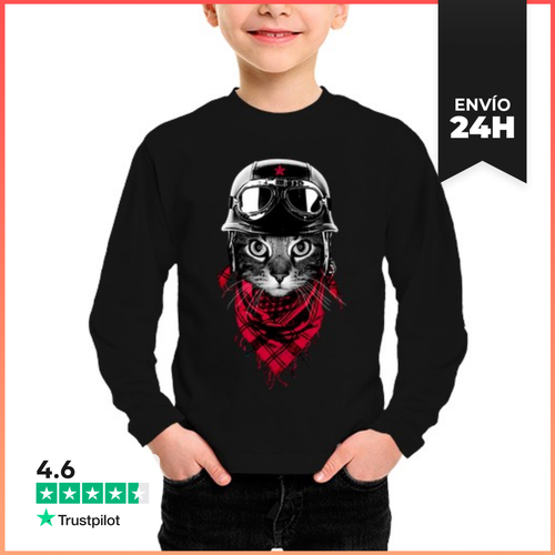 Camiseta Manga Larga Para Niños Gato Aventurero LaTostadora - latostadora.com - Modalova