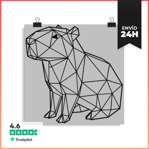 Póster Cuadrado Capibara Sentada Líneas Negras Estilo Geométrico - latostadora.com - Modalova