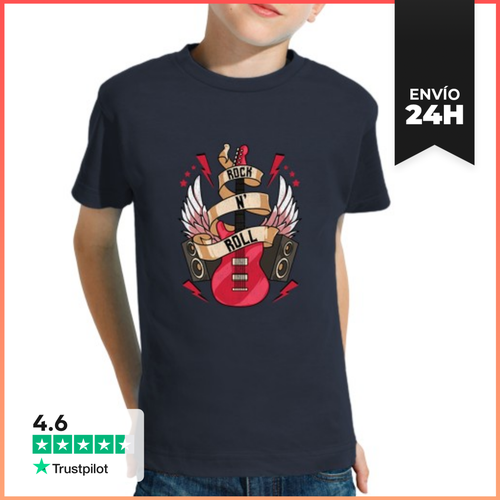 Camiseta Clásica Para Niños Emblema Clasico Rock And Roll - latostadora.com - Modalova