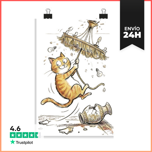 Póster Vertical Chat Colgado Del Candelabro, Jarrón, Póster - latostadora.com - Modalova