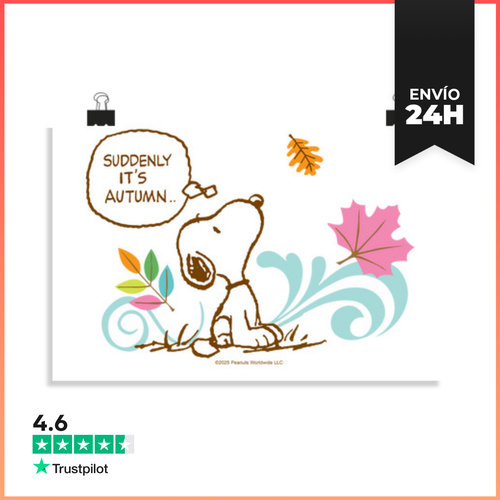 Póster Horizontal Snoopy Suddenly Its Autumn LaTostadora - latostadora.com - Modalova