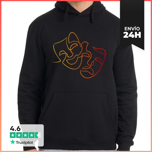 Sudadera Unisex Con Capucha Máscaras De Teatro De Línea - latostadora.com - Modalova