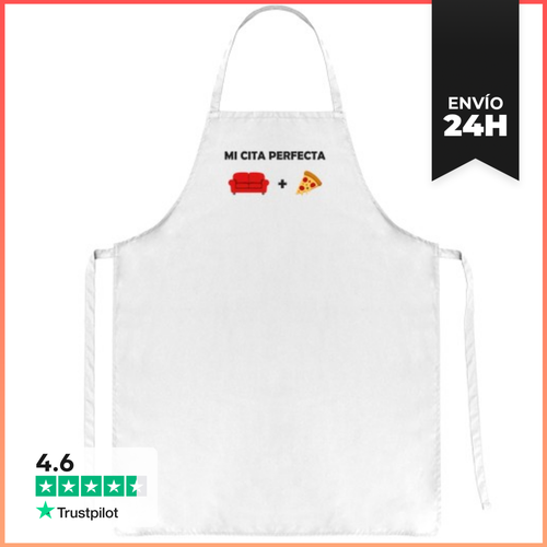 Delantal CITA PERFECTA SOFÁ Y PIZZA LaTostadora - latostadora.com - Modalova