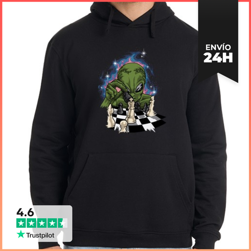 Sudadera Unisex Con Capucha Green Alien With Chessboard Chess - latostadora.com - Modalova