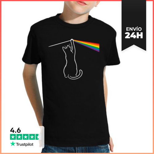 Camiseta Clásica Para Niños Gato Prisma Arcoiris Pink Floyd - latostadora.com - Modalova
