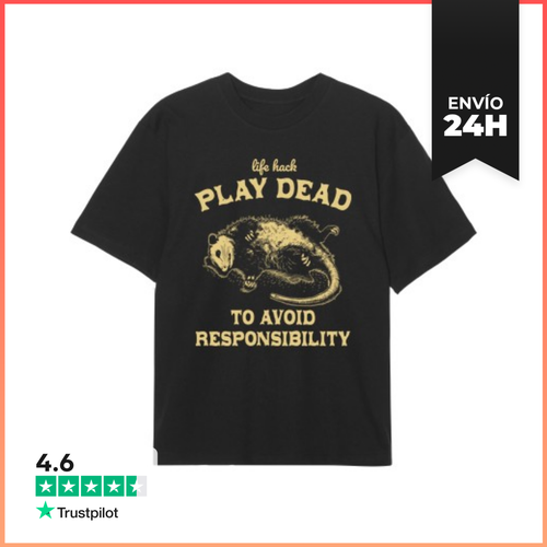 Camiseta Oversize LIFE HACK PLAY DEAD AVOID RESPONSIBILIT - latostadora.com - Modalova