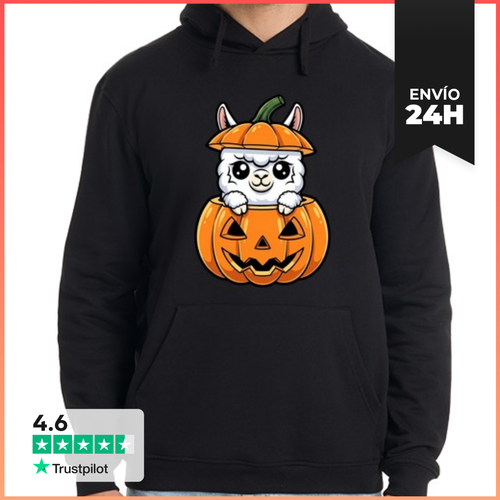 Sudadera Unisex Con Capucha Linda Alpaca En Calabaza Diversión De - latostadora.com - Modalova