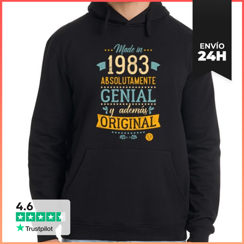 Sudadera Unisex Con Capucha Made In 1983 Absolutamente Genial - latostadora.com - Modalova