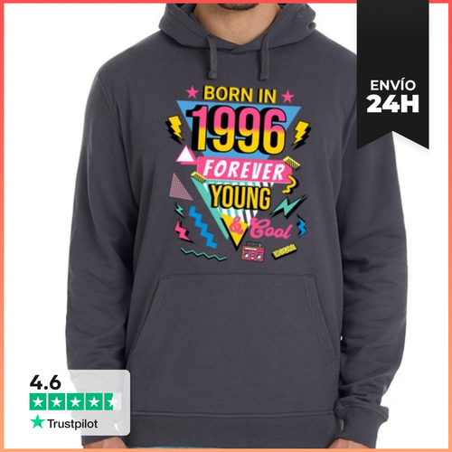 Sudadera Unisex Con Capucha Born In 1996 Forever Young And Cool - latostadora.com - Modalova