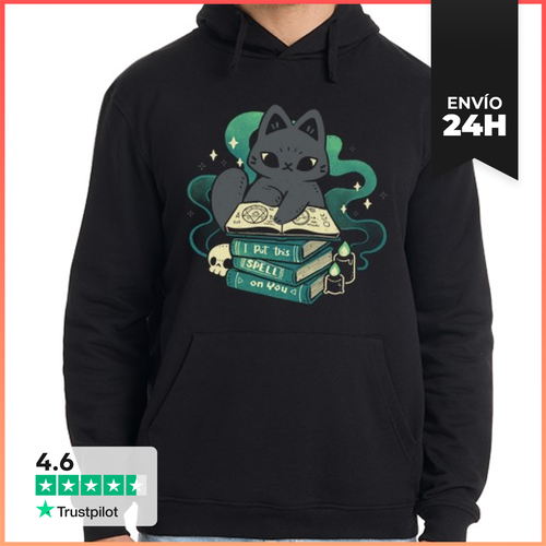 Sudadera Unisex Con Capucha Gato Mágico Con Libro De Hechizos - latostadora.com - Modalova