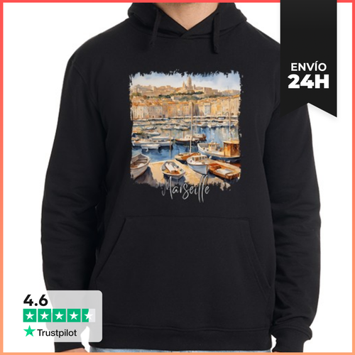 Sudadera Unisex Con Capucha Acuarela De Marsella, Marsella - latostadora.com - Modalova