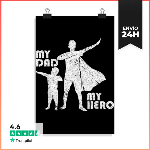 Póster Vertical Mi Papá Mi Héroe Día Del Padre Para El Mejor Papá - latostadora.com - Modalova