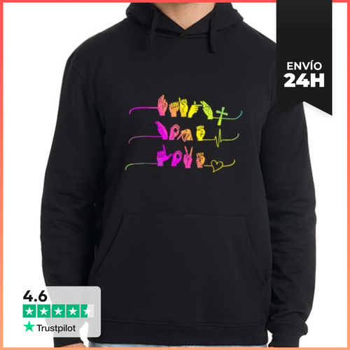 Sudadera Unisex Con Capucha Fe Esperanza Amor Asl Lenguaje De - latostadora.com - Modalova
