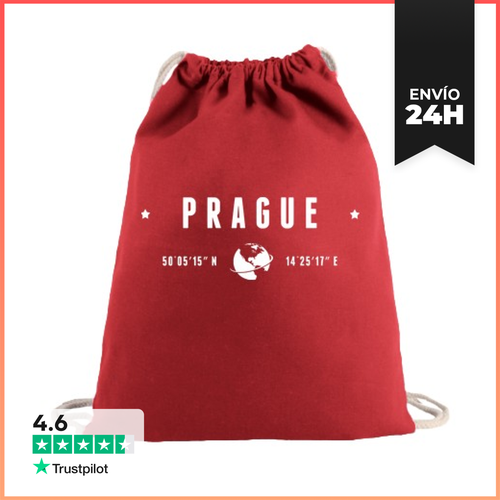 Mochila Saco Con Cuerdas Texto Blanco De Praga Coordenadas - latostadora.com - Modalova