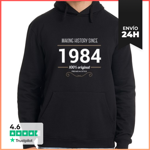 Sudadera Unisex Con Capucha Making History 1984 White Text - latostadora.com - Modalova