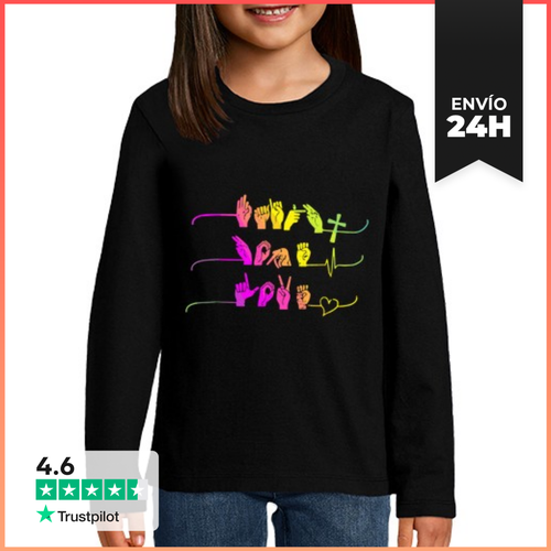 Camiseta Manga Larga Para Niños Fe Esperanza Amor Asl Lenguaje De - latostadora.com - Modalova