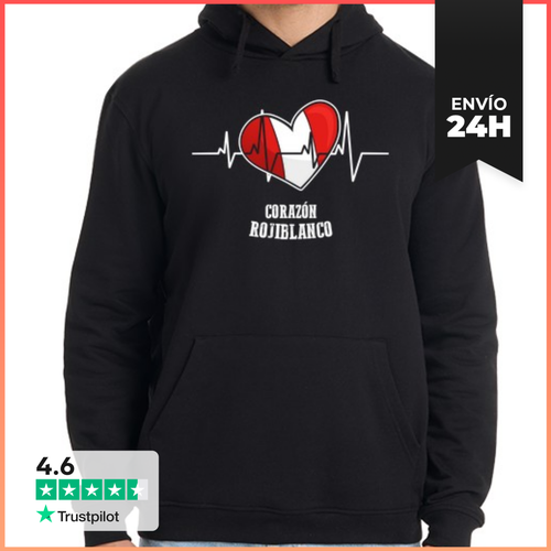 Sudadera Unisex Con Capucha Corazón Rojiblanco LaTostadora - latostadora.com - Modalova