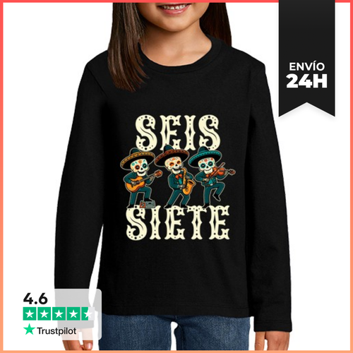 Camiseta Manga Larga Para Niños Seis Siete Día De Los Muertos - latostadora.com - Modalova