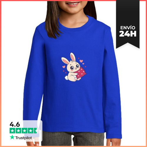Camiseta Manga Larga Para Niños Conejo Abrazable Corazón Amor - latostadora.com - Modalova