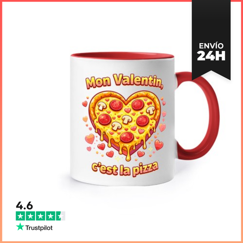 Taza De Colores Mi Valentin Es La Camiseta De Pizza Divertida Día - latostadora.com - Modalova