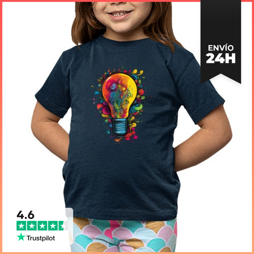 Camiseta Clásica Para Niños Bombilla Multicolor - Arte - latostadora.com - Modalova