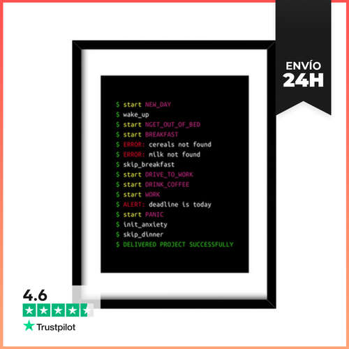 Cuadro Con Marco Vertical La Vida De Un Programador Codificando U - latostadora.com - Modalova
