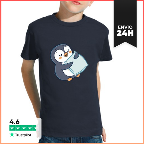 Camiseta Clásica Para Niños Pingüino Abrazador Sobre Almohada - latostadora.com - Modalova