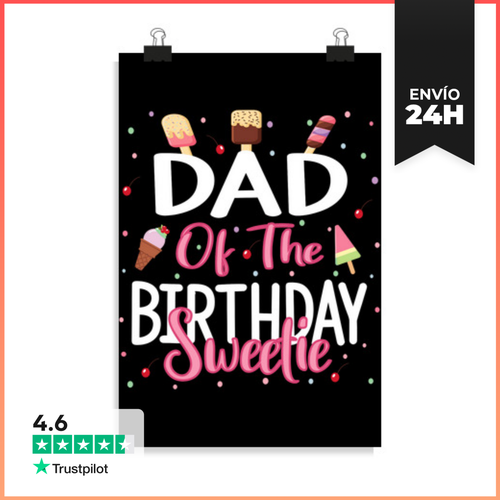 Póster Vertical Papá De La Niña Dulce Del Cumpleaños Helado - latostadora.com - Modalova