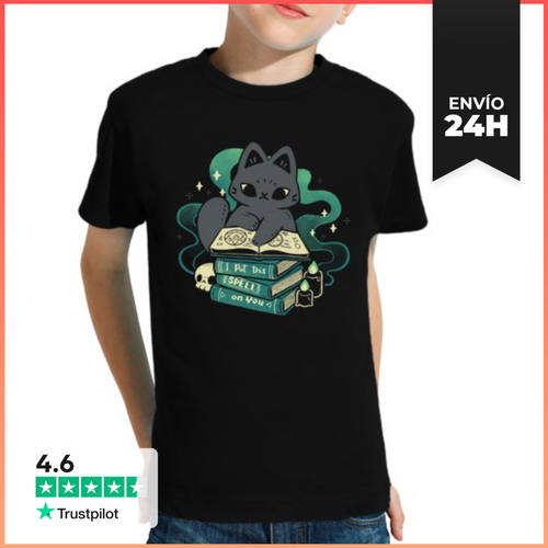 Camiseta Clásica Para Niños Gato Mágico Con Libro De Hechizos - latostadora.com - Modalova